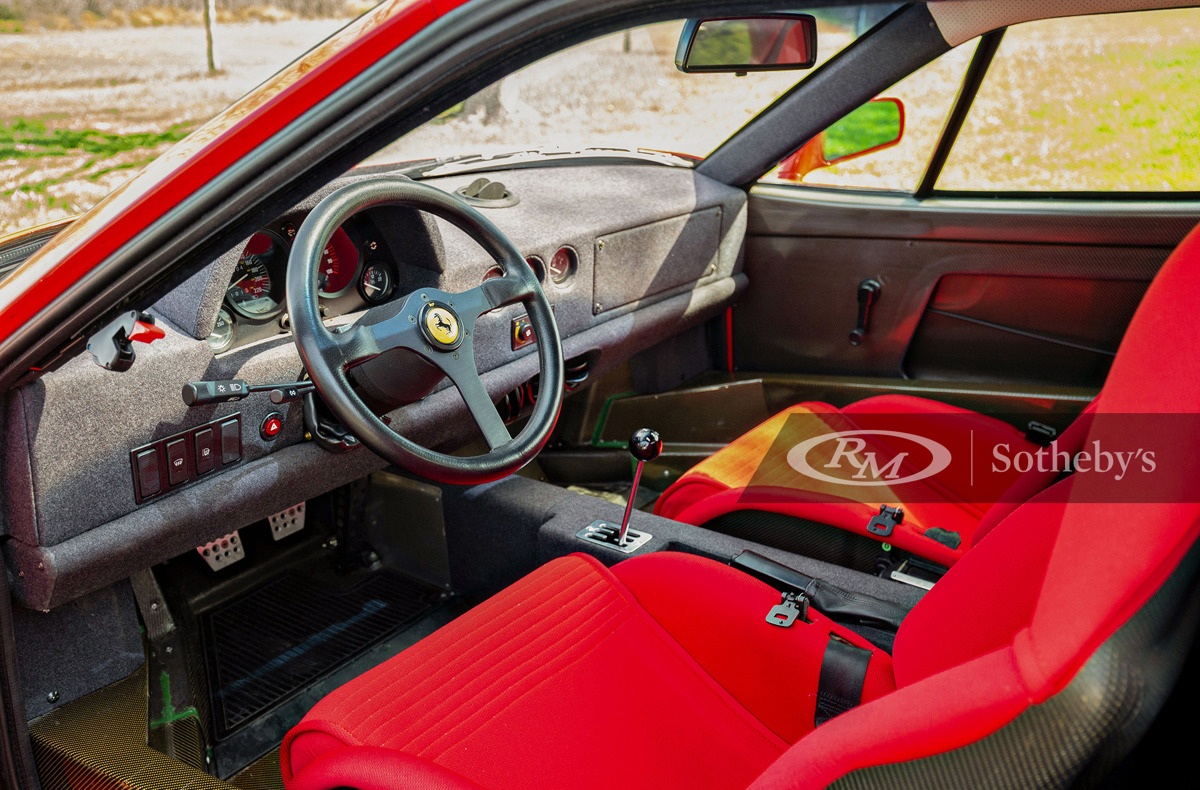 Front Seats of the Rosso Corsa 1992 Ferrari F40 available at RM Sotheby's Amelia Island Live Auction 2021