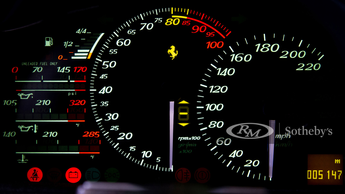 Digital Odometer of the 1995 Ferrari F50 available at RM Sotheby's Amelia Island Live Auction 2021