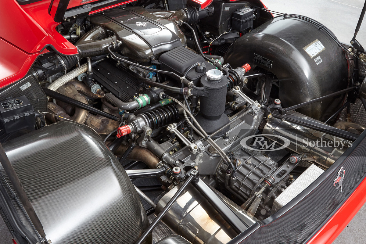 Engine of the 1995 Ferrari F50 available at RM Sotheby's Amelia Island Live Auction 2021