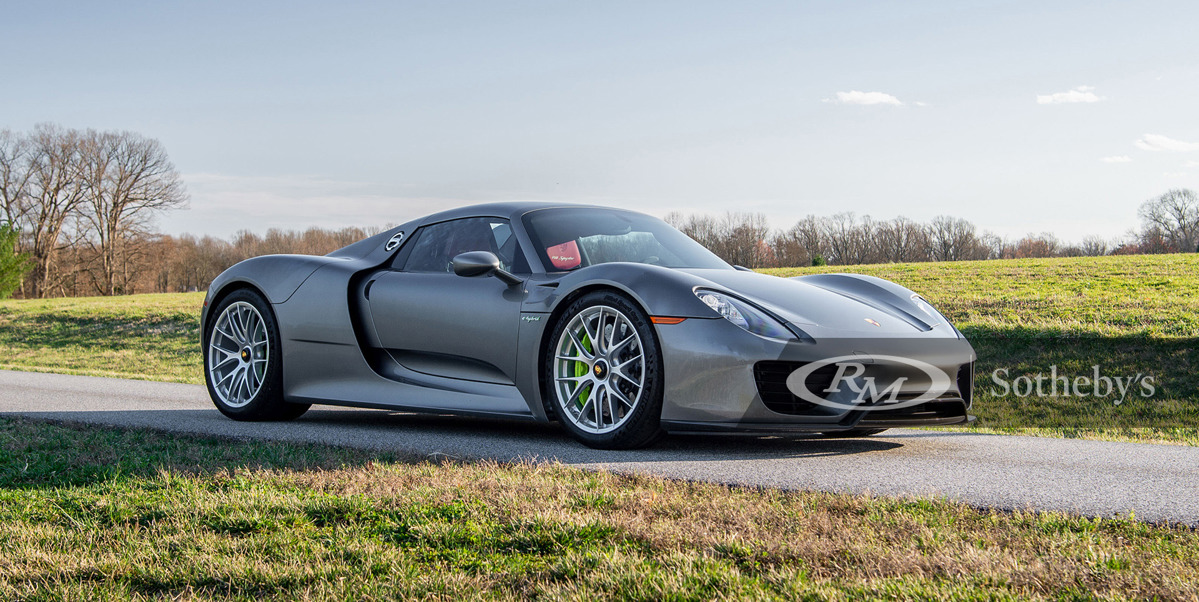 Meteor Silver Metallic 2015 Porsche 918 Spyder available at RM Sotheby's Amelia Island Live Auction 2021