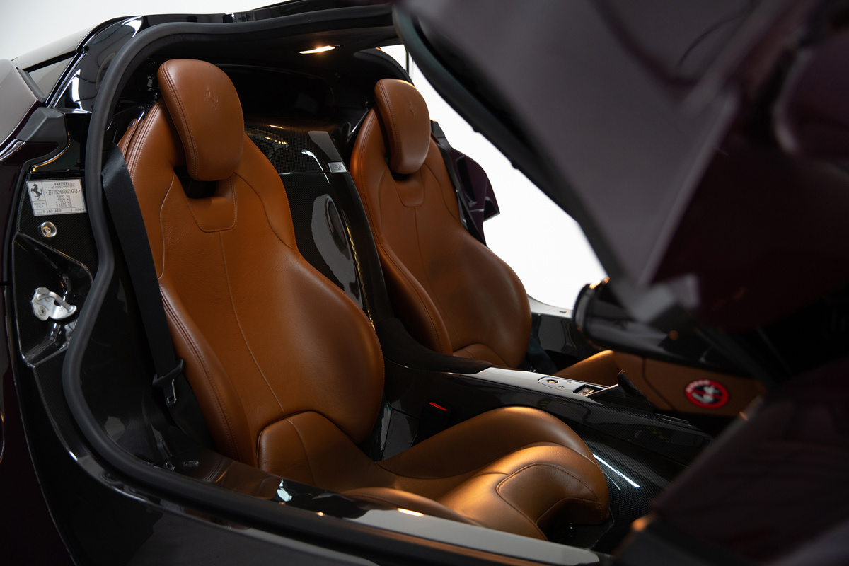 Seats of 2016 Ferrari LaFerrari offered at RM Sotheby's London live Auction 2021