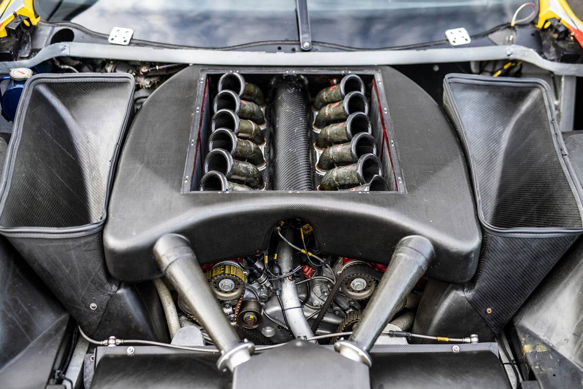 Engine of the 2003 Ferrari 550 GTC offered at RM Sotheby's Paris Live Collector Car Auction 2022