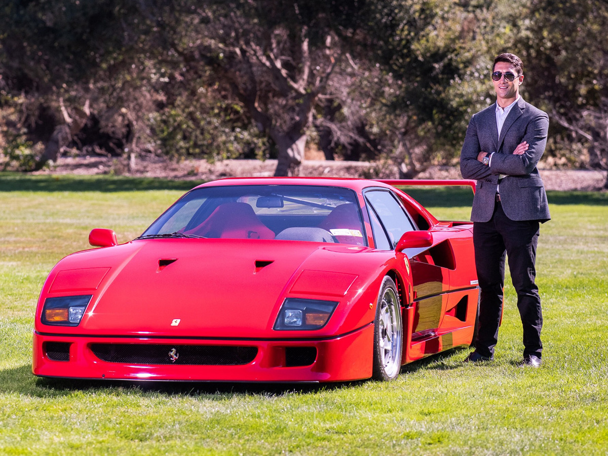 Michael Caimano with his dream car, a Ferrari F40