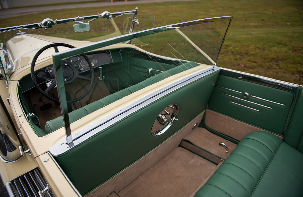 Interior of the 1931 Duesenberg Model J Tourster by Derham offered at RM Sotheby's Arizona Live Collector Car Auction 2022