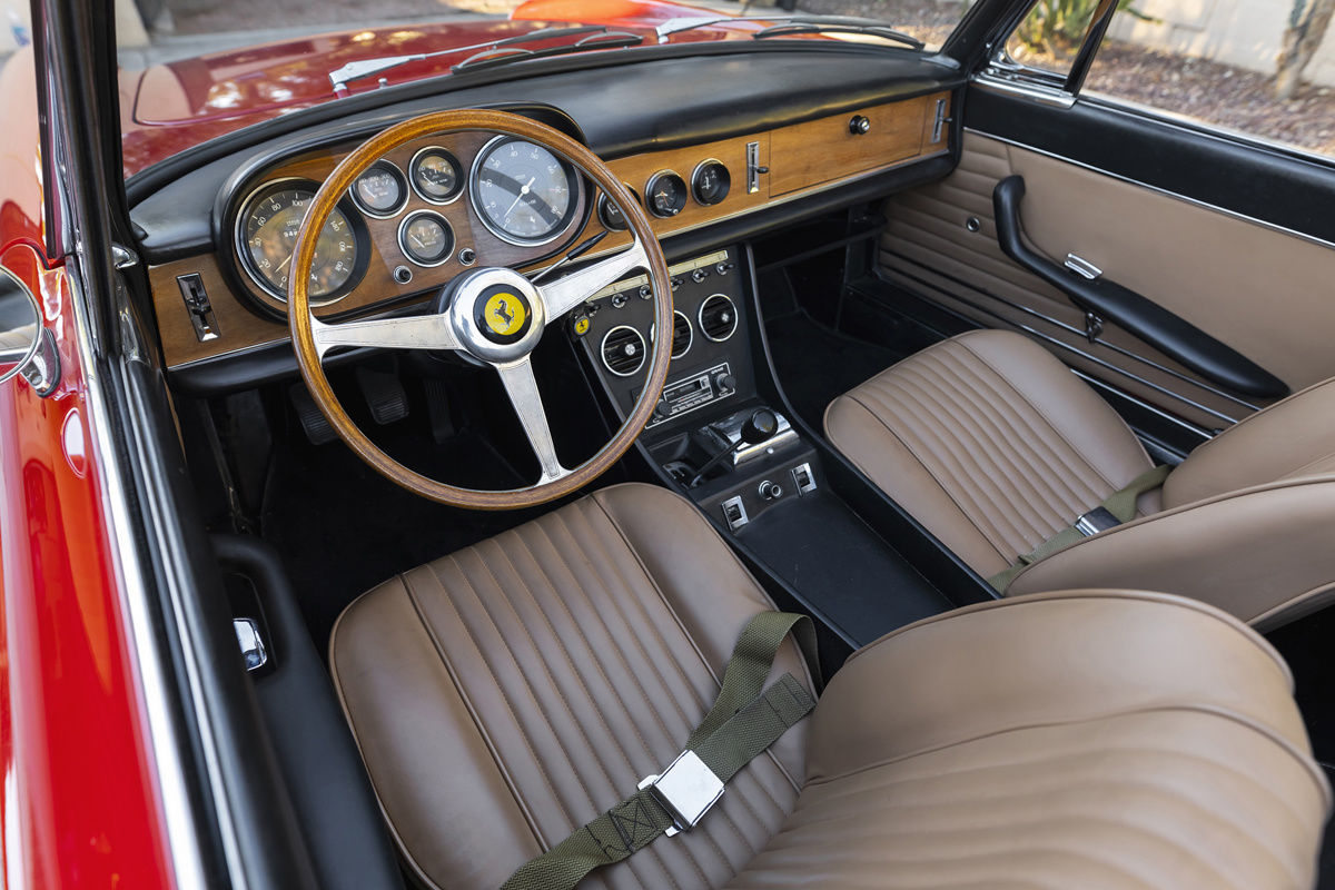 Interior of 1967 Ferrari 330 GTS by Pininfarina offered at RM Sotheby's Arizona live auction 2022