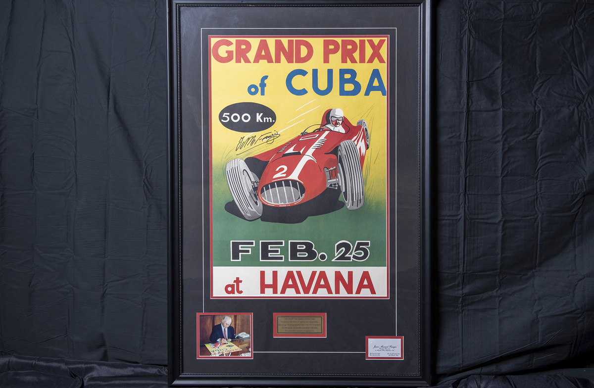 Grand Prix of Cuba Poster Signed by Fangio offered at RM Sotheby's Open Roads February 2022 online auction