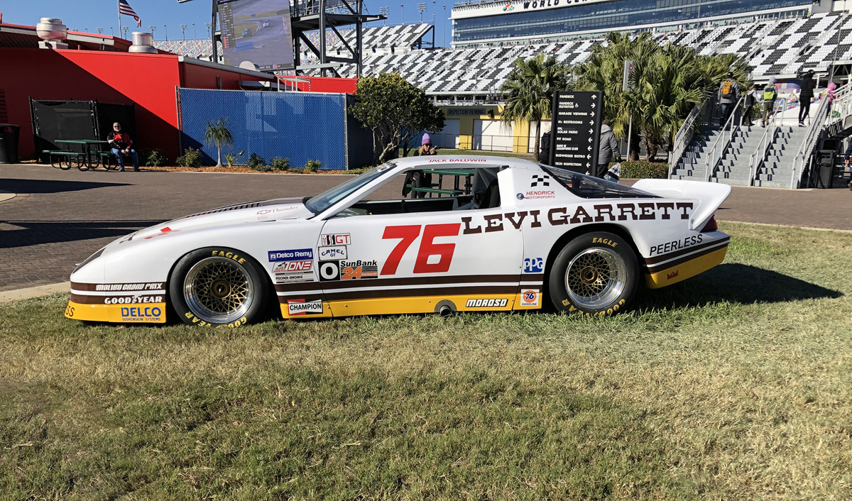 Driver side of 1985 Chevrolet Camaro IMSA GTO by Peerless Racing offered at RM Sotheby's Amelia Island live auction 2022 
