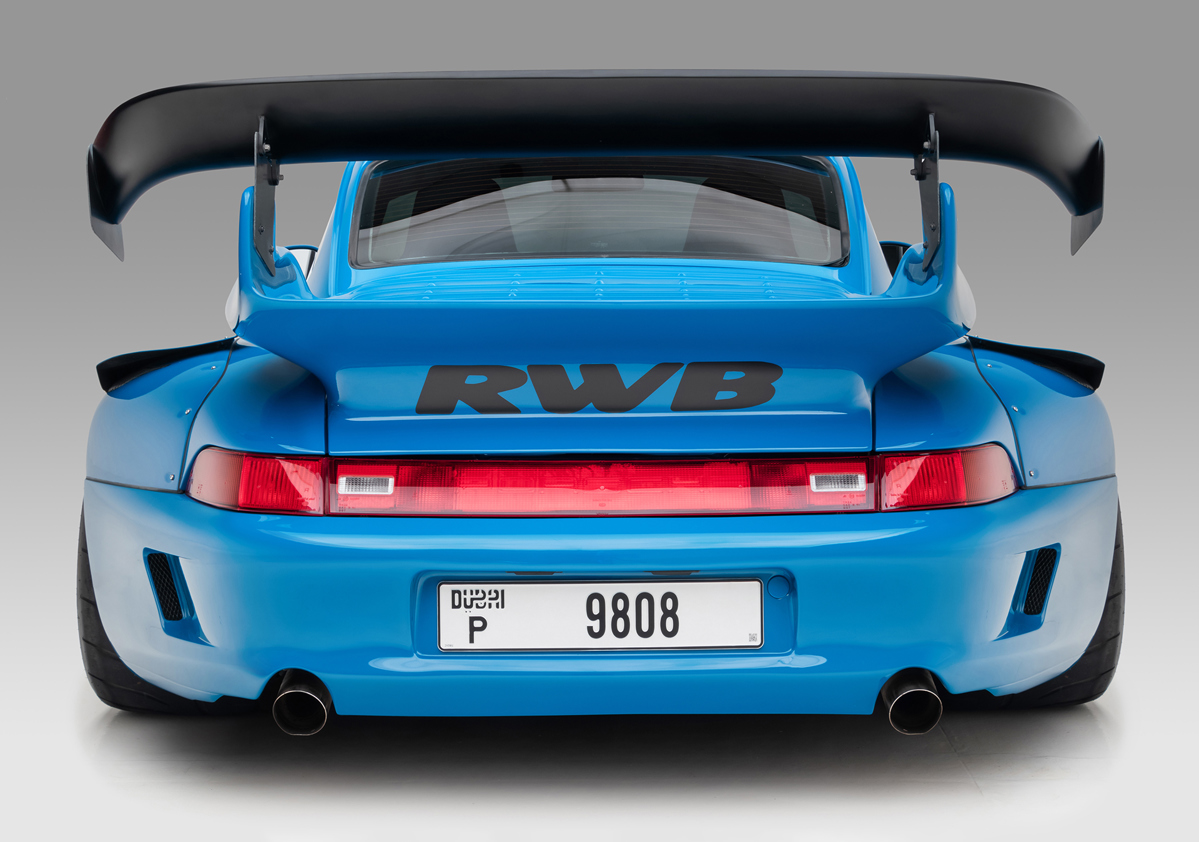 Spoiler and rear of 1995 Porsche 911 Carrera Coupé by RWB offered at RM Sotheby's Open Roads February online auction 2022