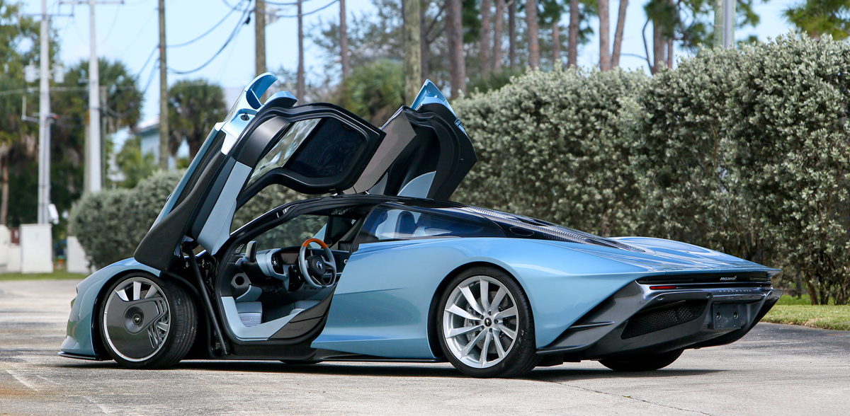 Side of 2020 McLaren Speedtail offered at RM Sotheby’s Amelia Island live auction 2022