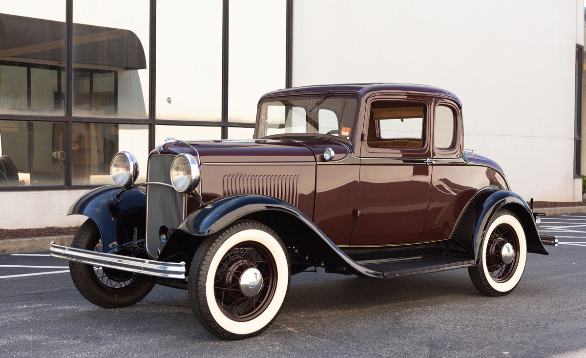 1932 Ford Model B DeLuxe Five-Window Coupe offered at RM Sotheby's Hershey Live Auction 2021