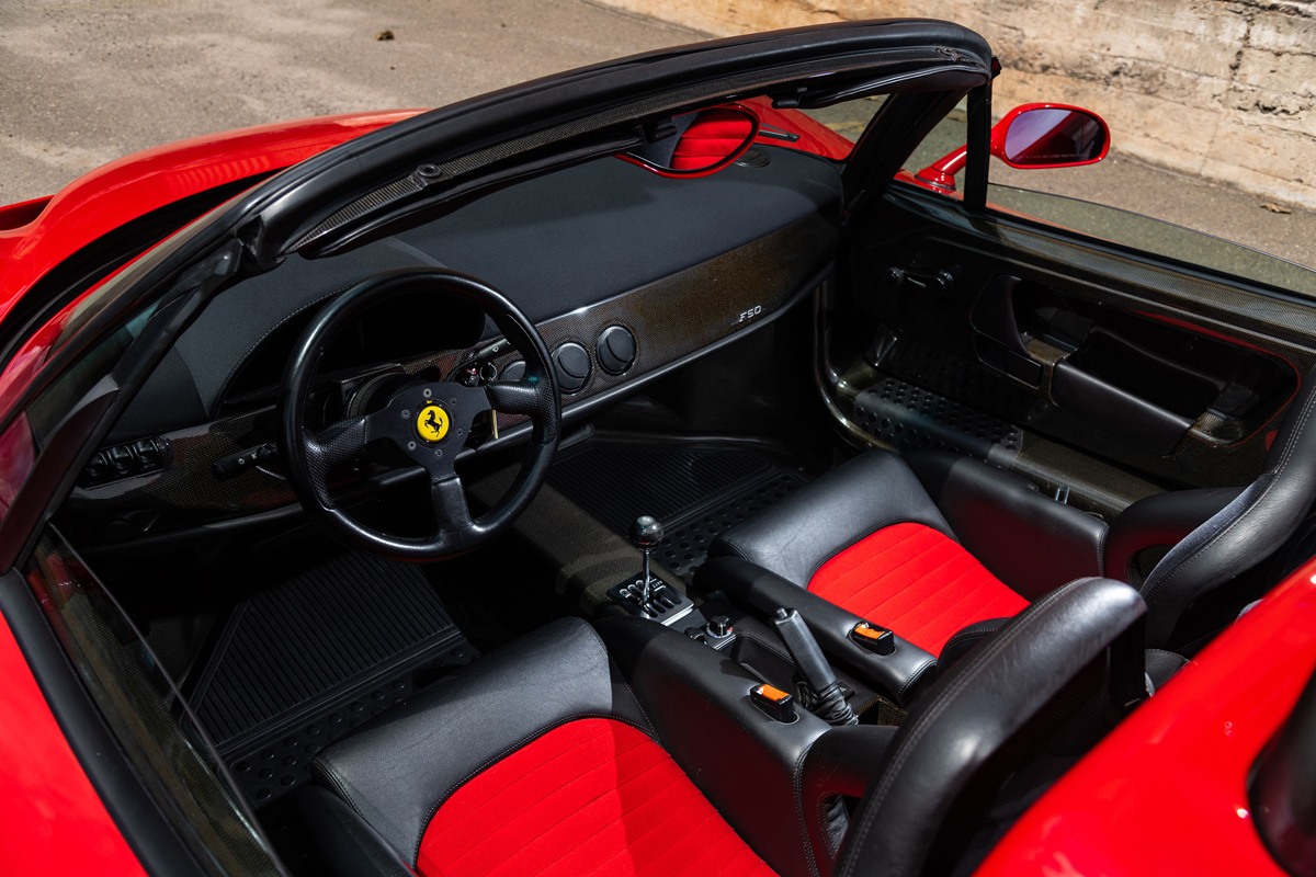 Front Seats of 1995 Ferrari F50 Offered at RM Sotheby's Monterey Live Auction 2021