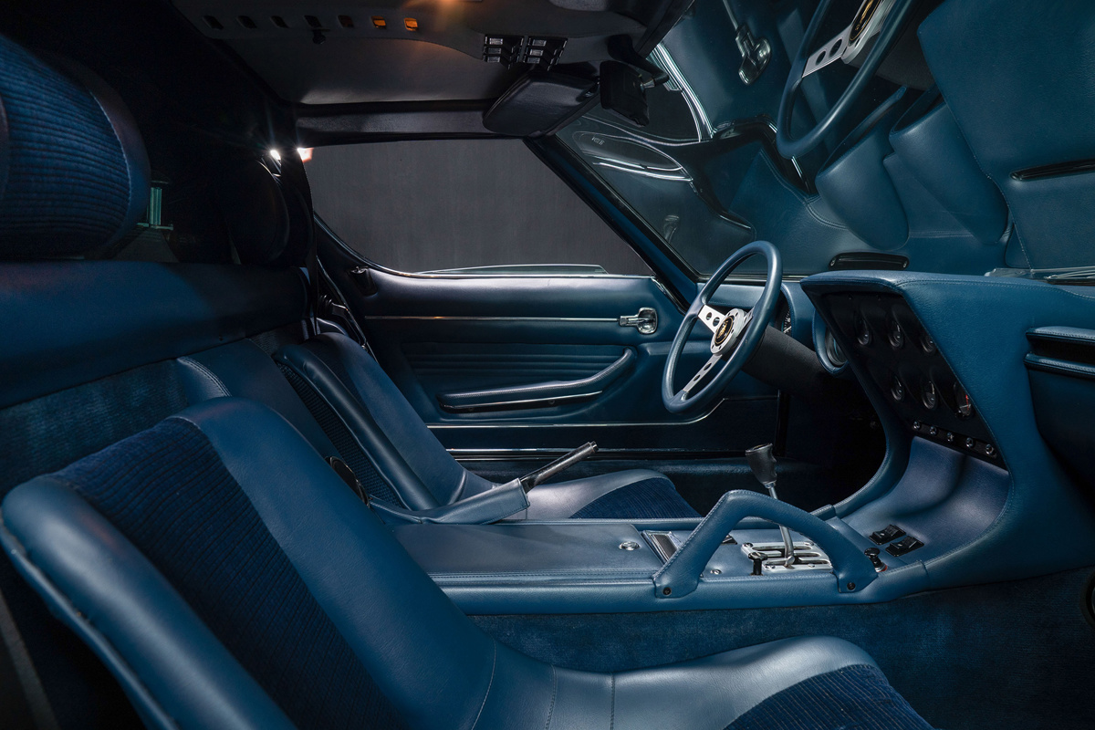 Interior of 1971 Lamborghini Miura P400 S by Bertone Offered at RM Sotheby's Live Monterey Auction 2021