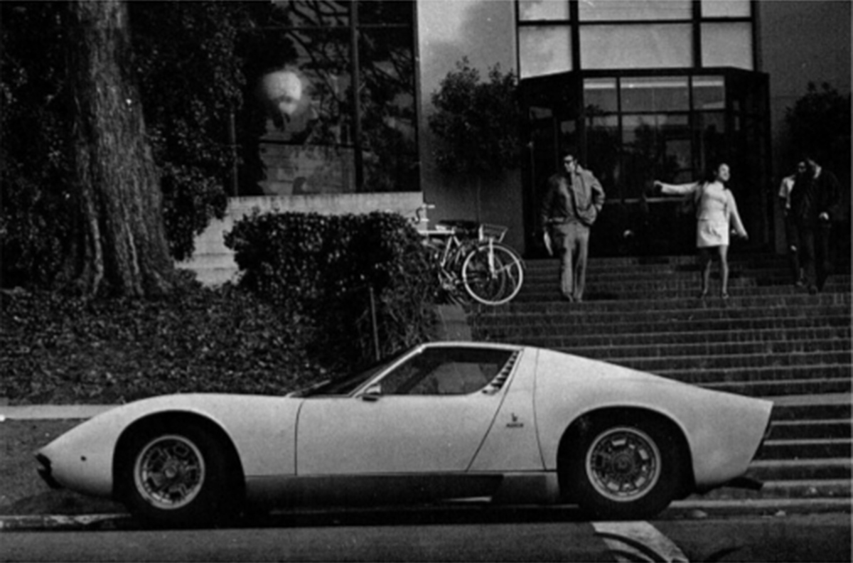Period photo of 1971 Lamborghini Miura P400 S by Bertone Offered at RM Sotheby's Live Monterey Auction 2021