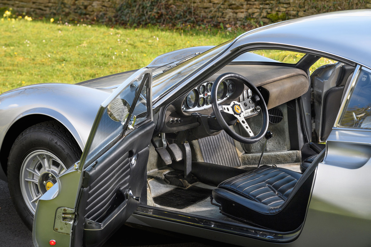 Front Seat of the 1971 Ferrari Dino 246 GT by Scaglietti available at RM Sotheby's Online Only Open Roads May Auction 2021