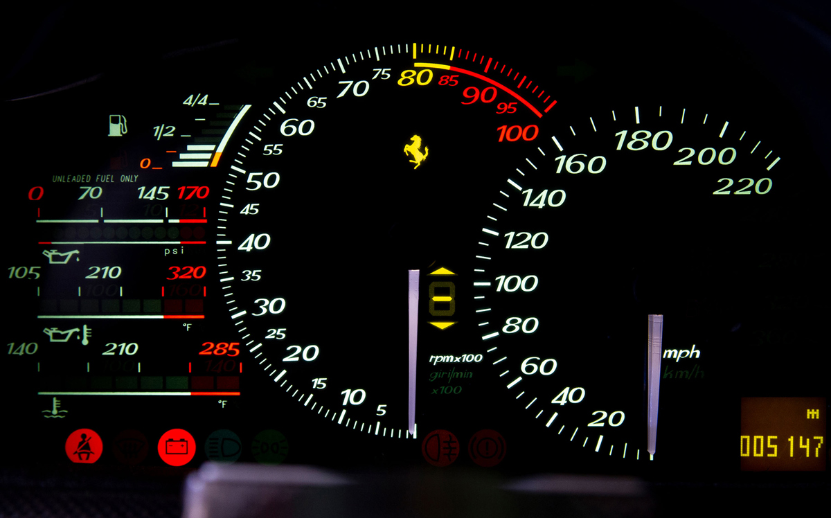 Digital Odometer of the 1995 Ferrari F50 available at RM Sotheby's Amelia Island Live Auction 2021