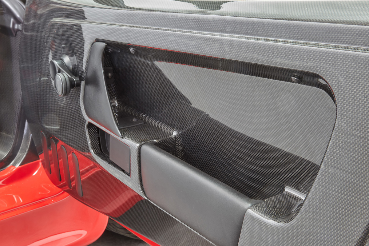 Door interior of the 1995 Ferrari F50 available at RM Sotheby's Amelia Island Live Auction 2021