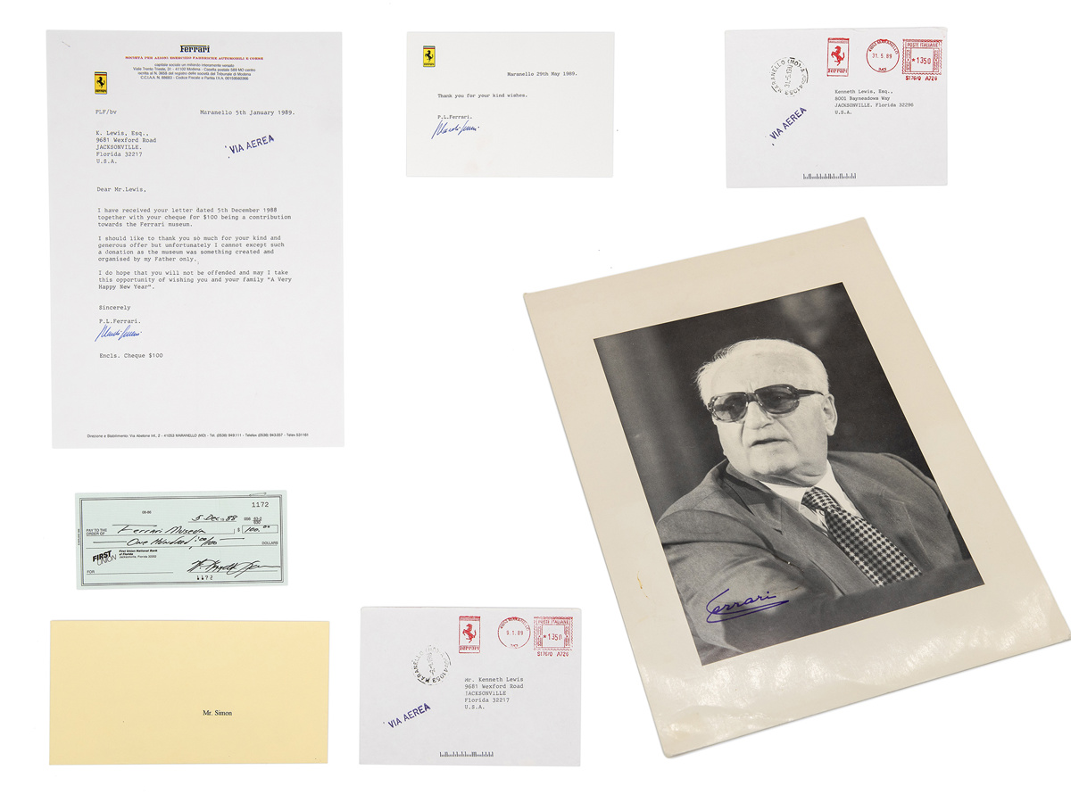 Enzo and Piero Ferrari Signed Ephemera available at RM Sotheby's Online Only Open Roads April Auction 2021