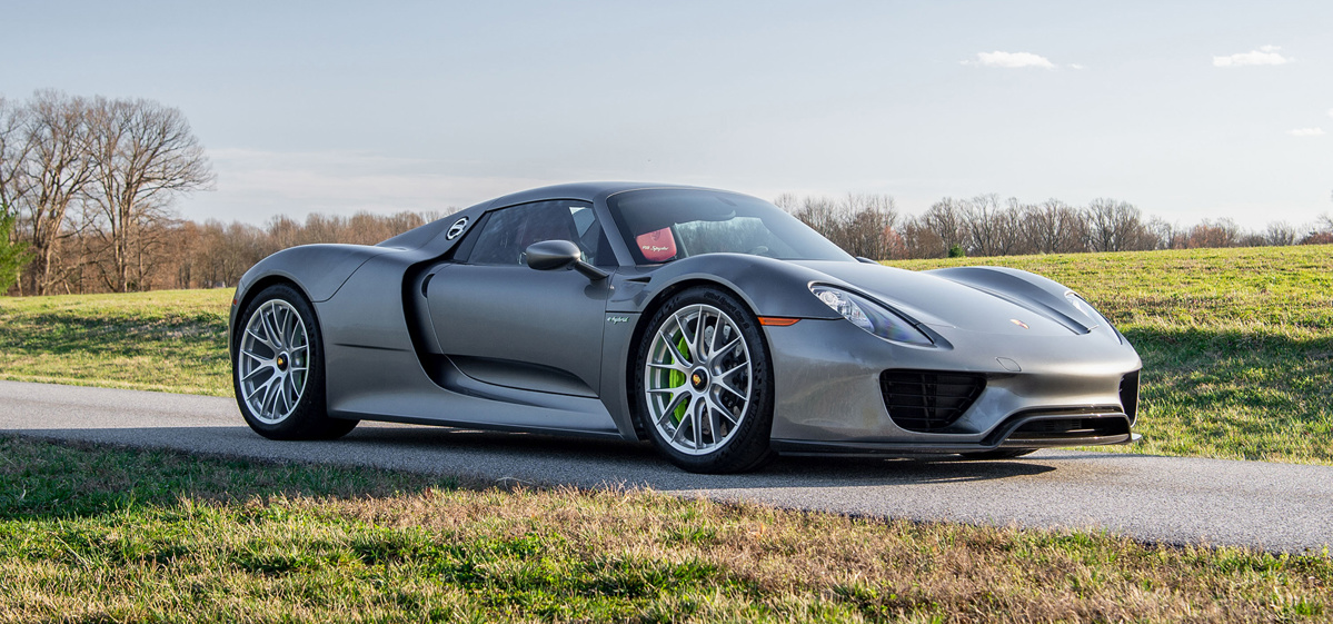 Meteor Silver Metallic 2015 Porsche 918 Spyder available at RM Sotheby's Amelia Island Auction 2021