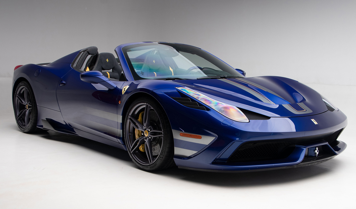 Blu Indigo Lucido 2015 Ferrari 458 Speciale A available at RM Sotheby's Online Only Open Roads March Auction 2021