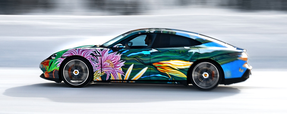 2020 Porsche Taycan 4S Artcar by Richard Phillips available at RM Sotheby's Online Only Porsche Taycan Charity Artcar Auction