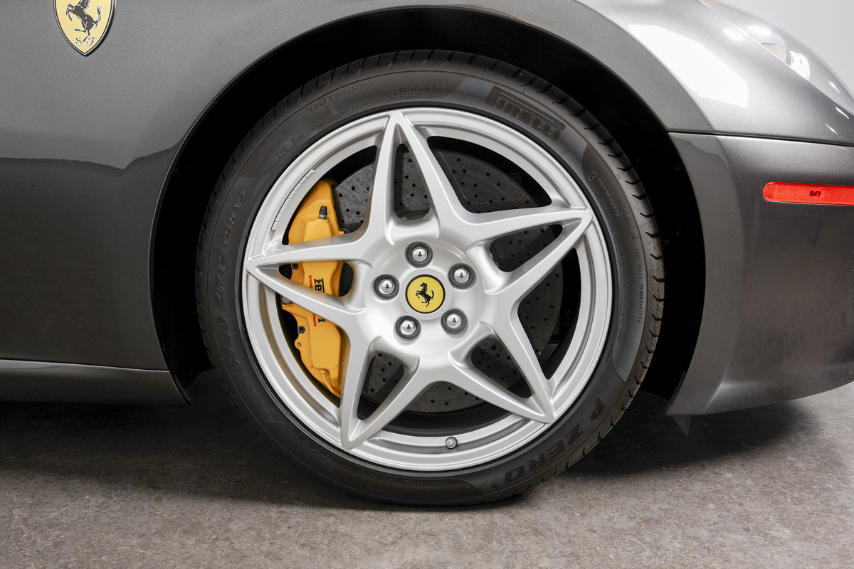 Front Tire of Grigio Silverstone 2007 Ferrari 599 GTB Fiorano available at RM Sotheby's Amelia Island Live Auction 2021