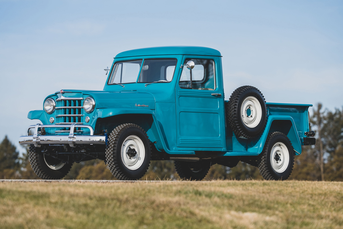 Blue 1951 Willys 4-73 4-Wheel Drive Pickup available at RM Sotheby’s Online Only Open Roads February Auction 2021