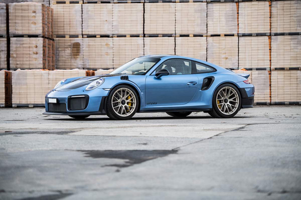 PTS Azzuro California Metallic 2018 Porsche 911 GT2 RS available at RM Sotheby’s Online Only Open Roads February Auction 2021