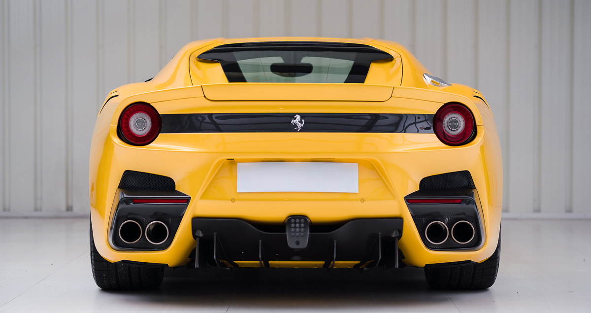 Rear of 2016 Ferrari F12tdf 120th Anniversary available at RM Sotheby’s Paris Auction 2021