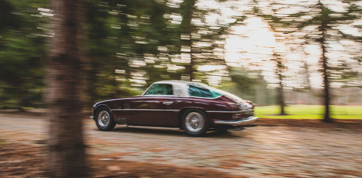 Driving shot of 1954 Ferrari 375 America Coupe by Vignale available at RM Sotheby’s Arizona Live Auction 2021