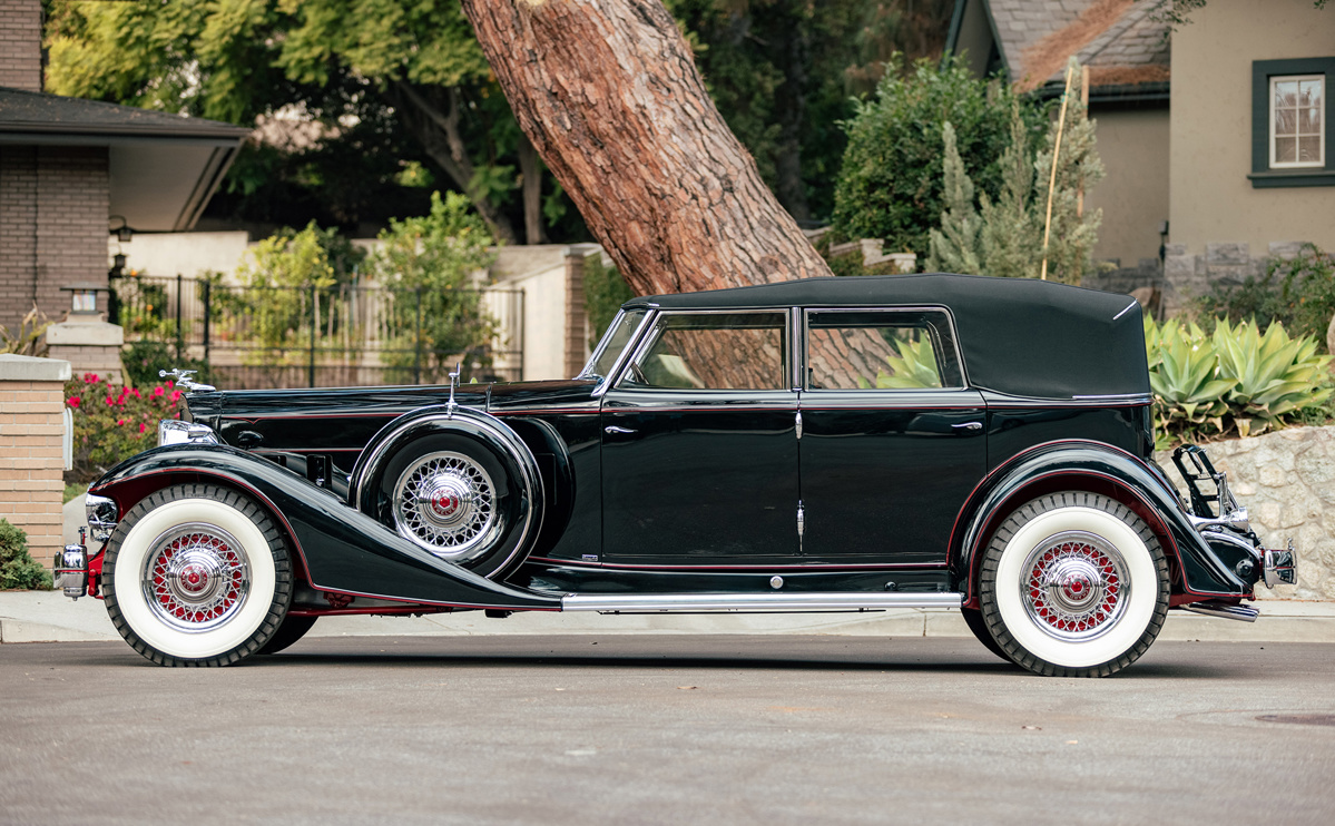 1933 Packard Twelve Individual Custom Convertible Sedan by Dietrich available at RM Sotheby’s Arizona Live Auction 2021