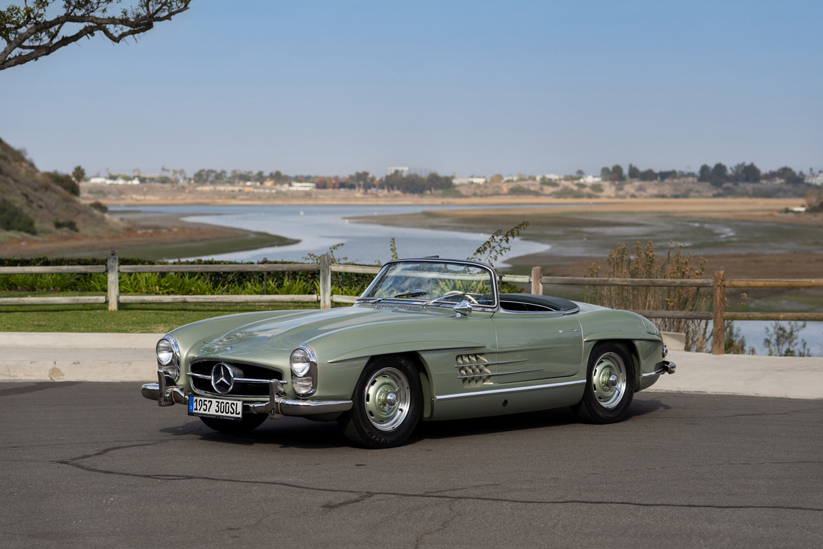 Light Green Metallic 1957 Mercedes-Benz 300 SL Roadster sold at RM Sotheby's Arizona Live Auction 2021