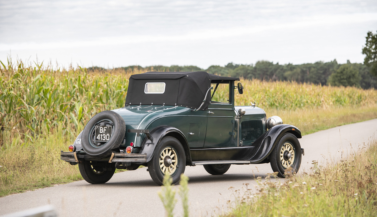 Rear of 1928 Chrysler Model 72 Roadster offered at RM Sotheby's London online auction 2020