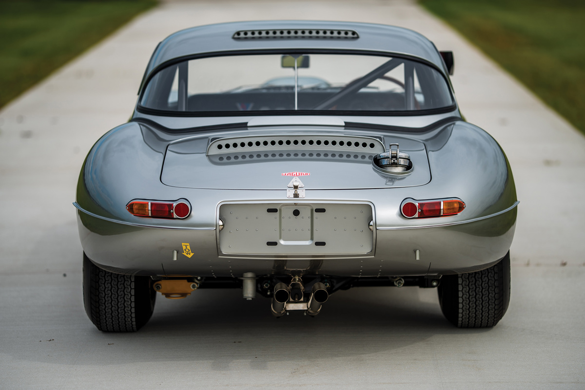 Rear of 1963 Jaguar E-Type Lightweight Continuation offered at RM Sotheby's The Elkhart Collection live auction 2020