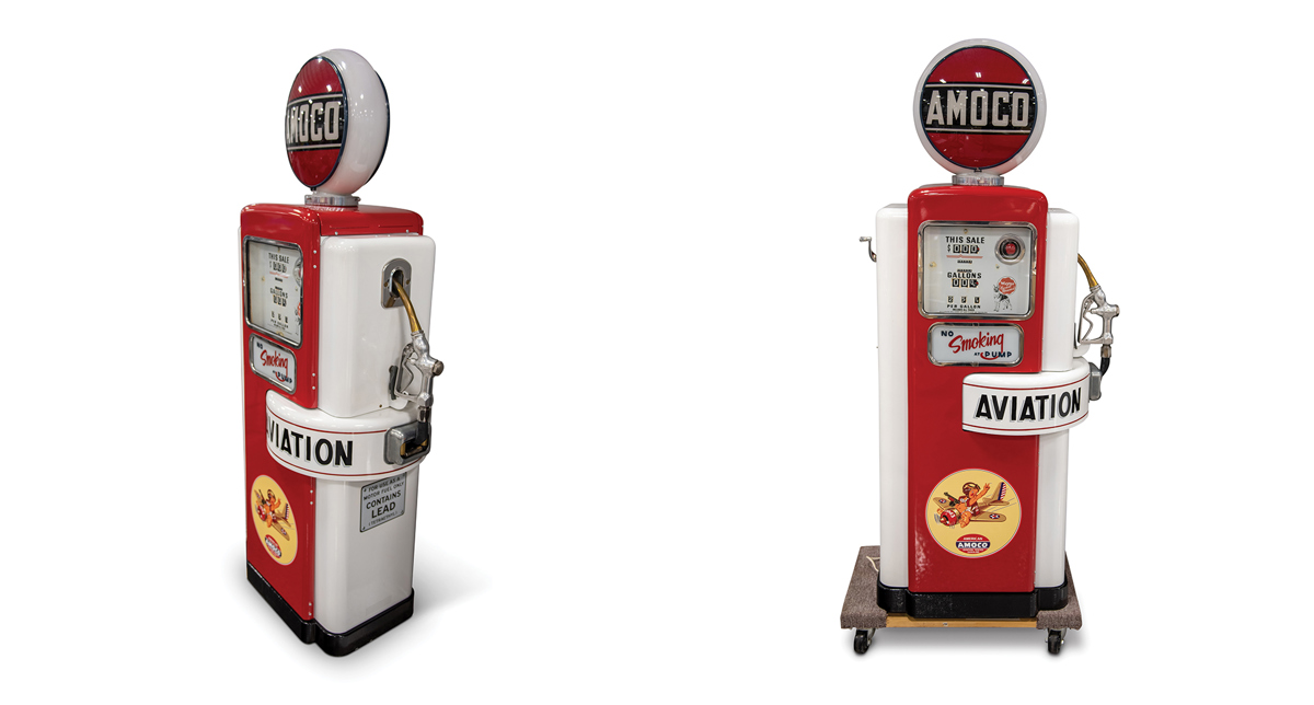 Wayne Model 100 A Gas Pump with Amoco Livery offered at RM Sotheby's The Elkhart Collection live auction 2020