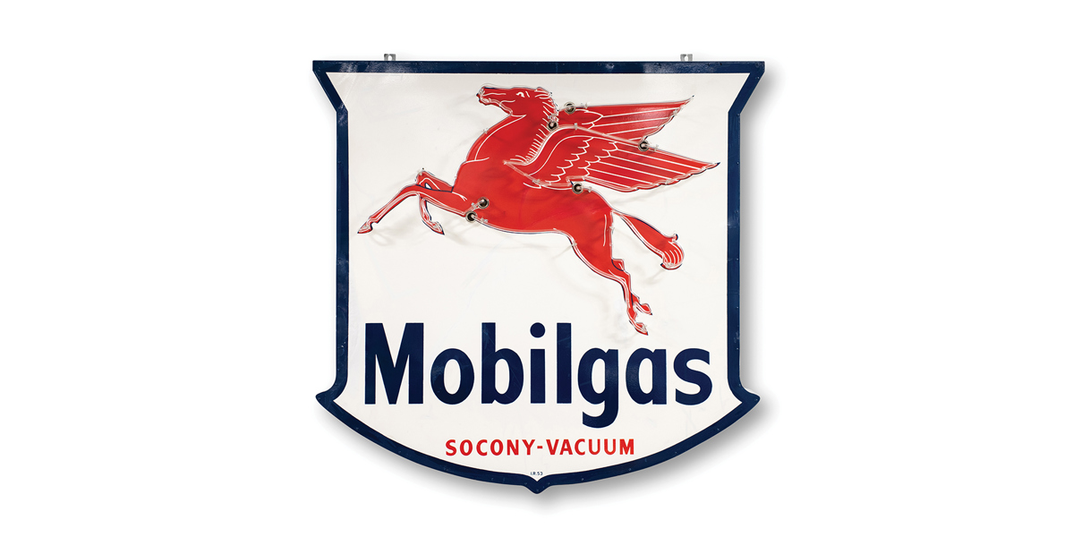 Mobilgas Socony-Vacuum Single-Sided Neon Sign offered at RM Sotheby's The Elkhart Collection live auction 2020