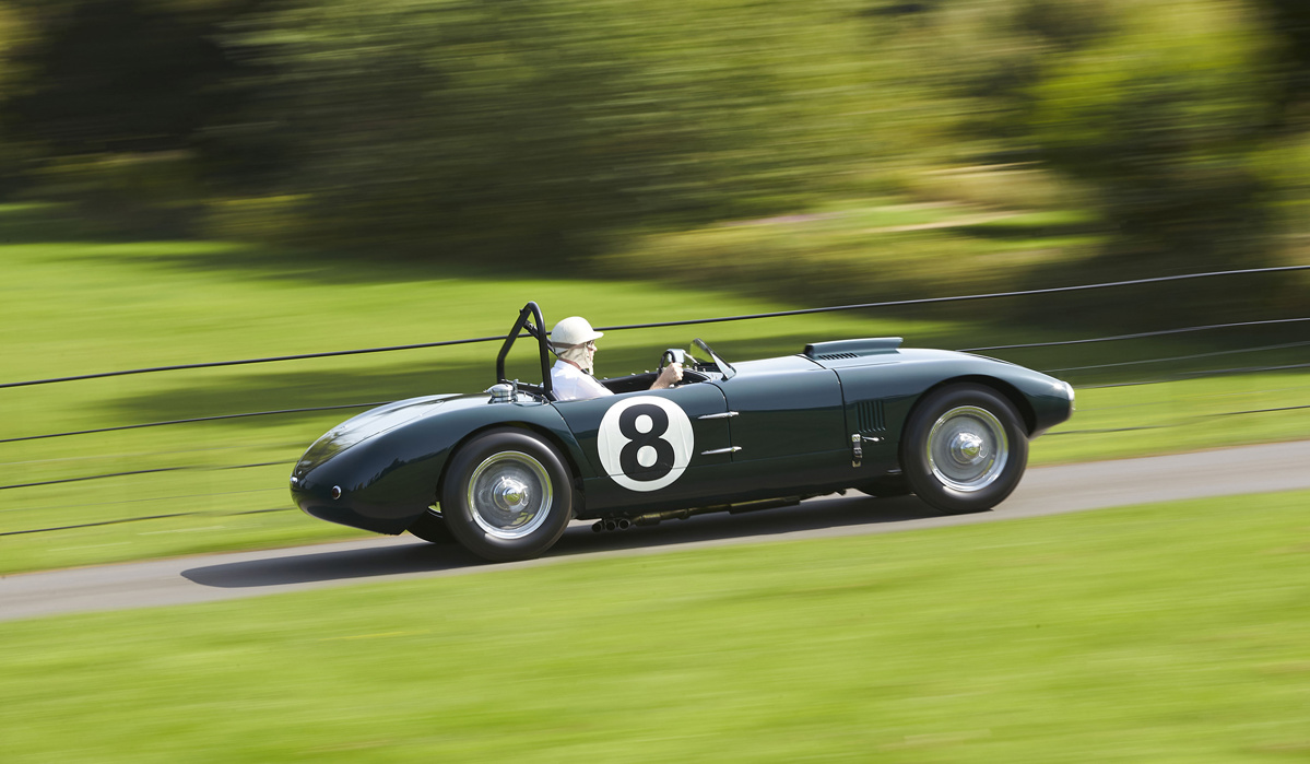 Driving shot of 1953 Allard JR Le Mans Roadster Continuation offered at RM Sotheby's London online auction 2020