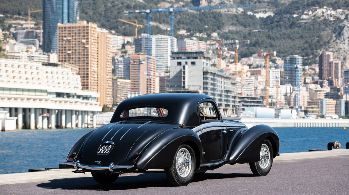 Rear of Louis Chiron's 1947 Delahaye 135 MS Sport Coupé by Chapron offered at RM Sotheby's Monaco live auction 2022