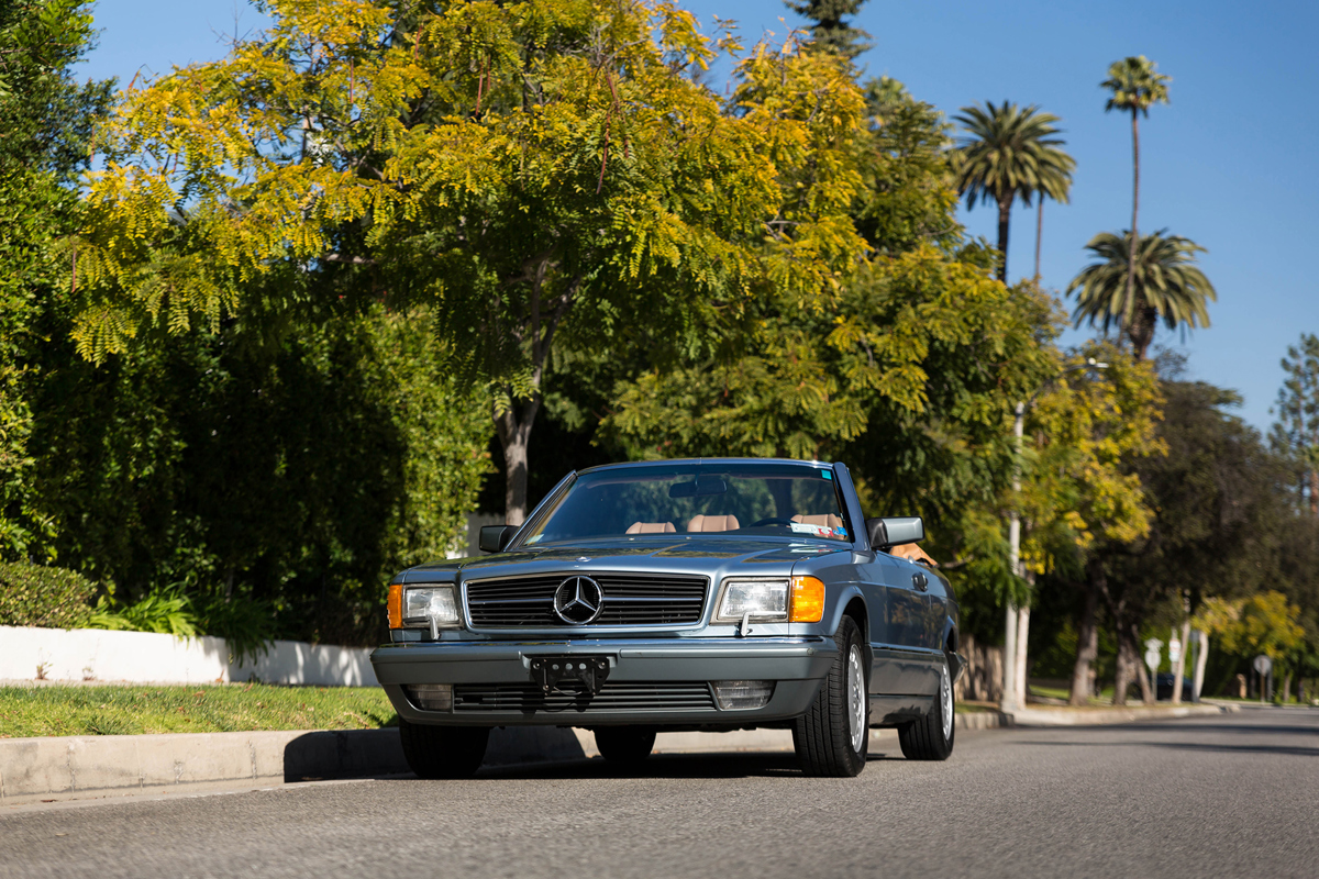 Diamond Blue Metallic 1986 Mercedes-Benz 560 SEC Convertible by Straman available at RM Sotheby’s Arizona Live Auction 2021