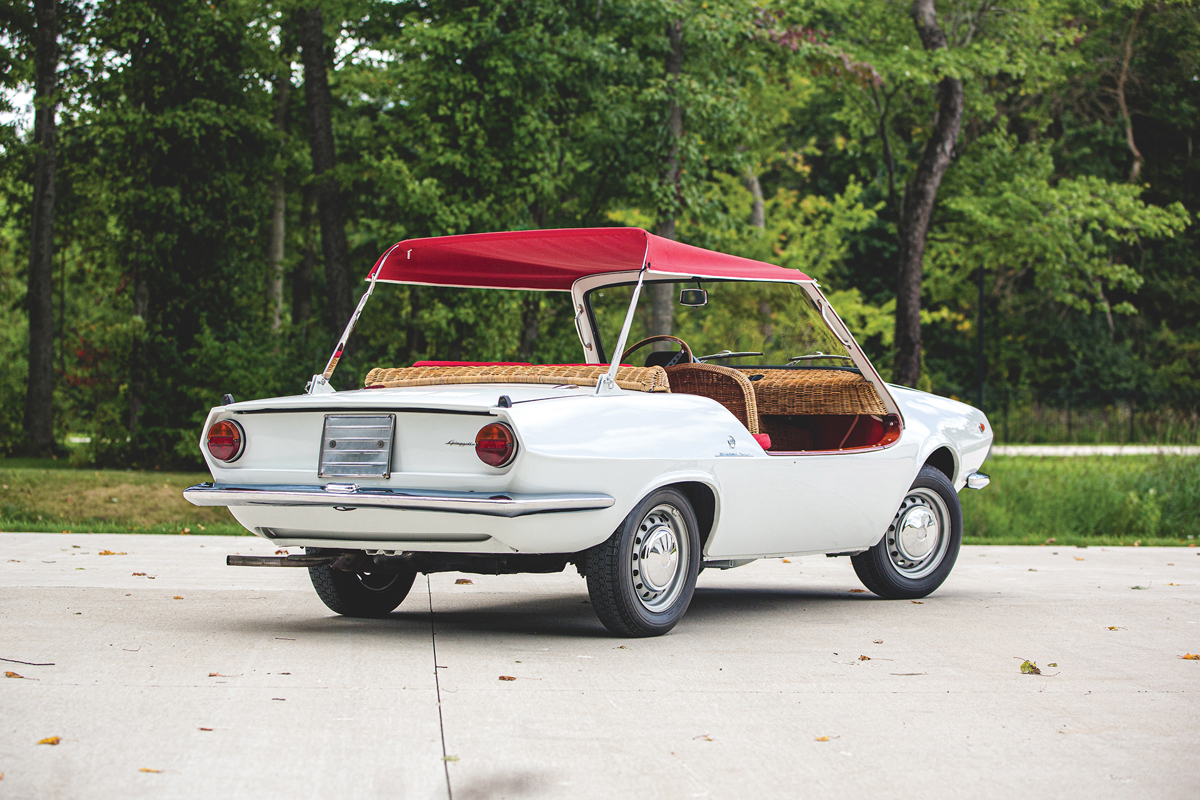Rear of 1970 Fiat 850 Spiaggetta by Michelotti offered at RM Sotheby's The Elkhart Collection live auction 2020