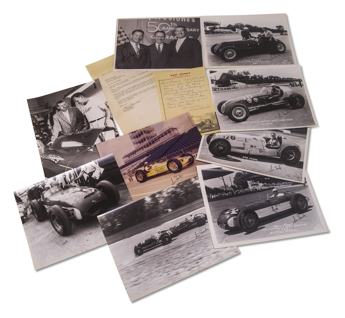 Indianapolis Racing Photographs Signed by Sam Hanks offered at RM Sotheby's The Mitosinka Collection online auction 2020