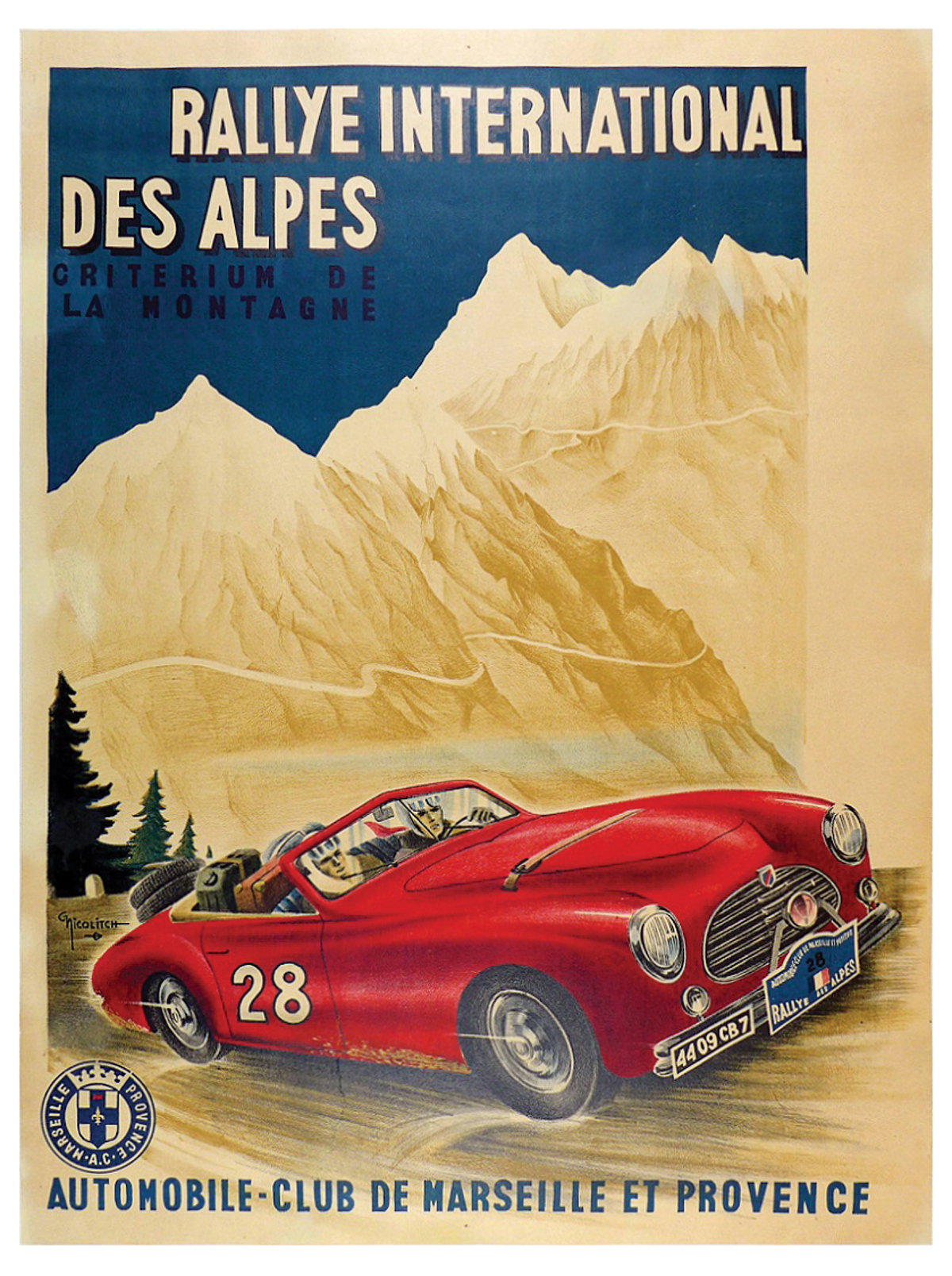 Rallye International des Alpes ca. 1950s offered in RM Sotheby’s Original Racing Posters online auction