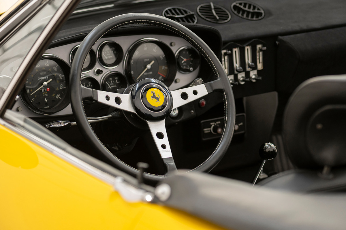 Steering wheel of 1973 Ferrari 365 GTS/4 Daytona Spider by Scaglietti offered at RM Sotheby’s Monaco live auction 2022
