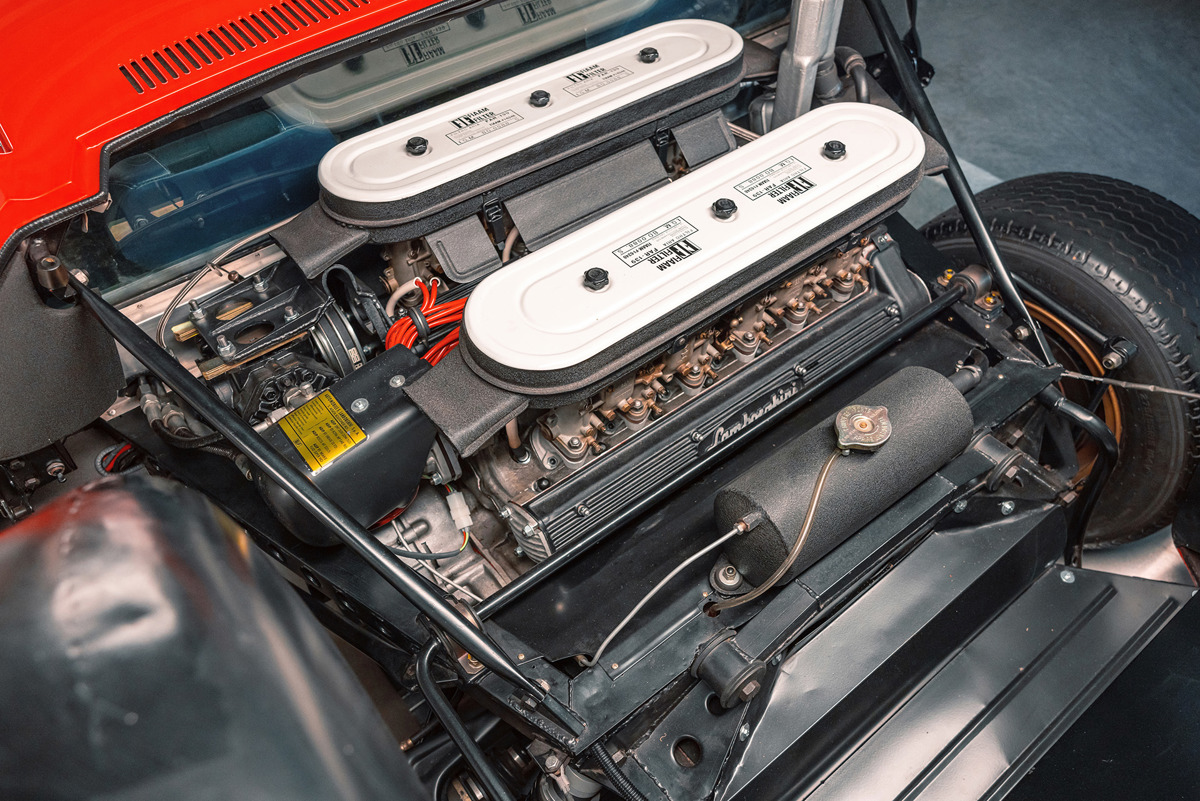 Engine of 1971 Lamborghini Miura SV offered at RM Sotheby’s Monaco live auction 2022