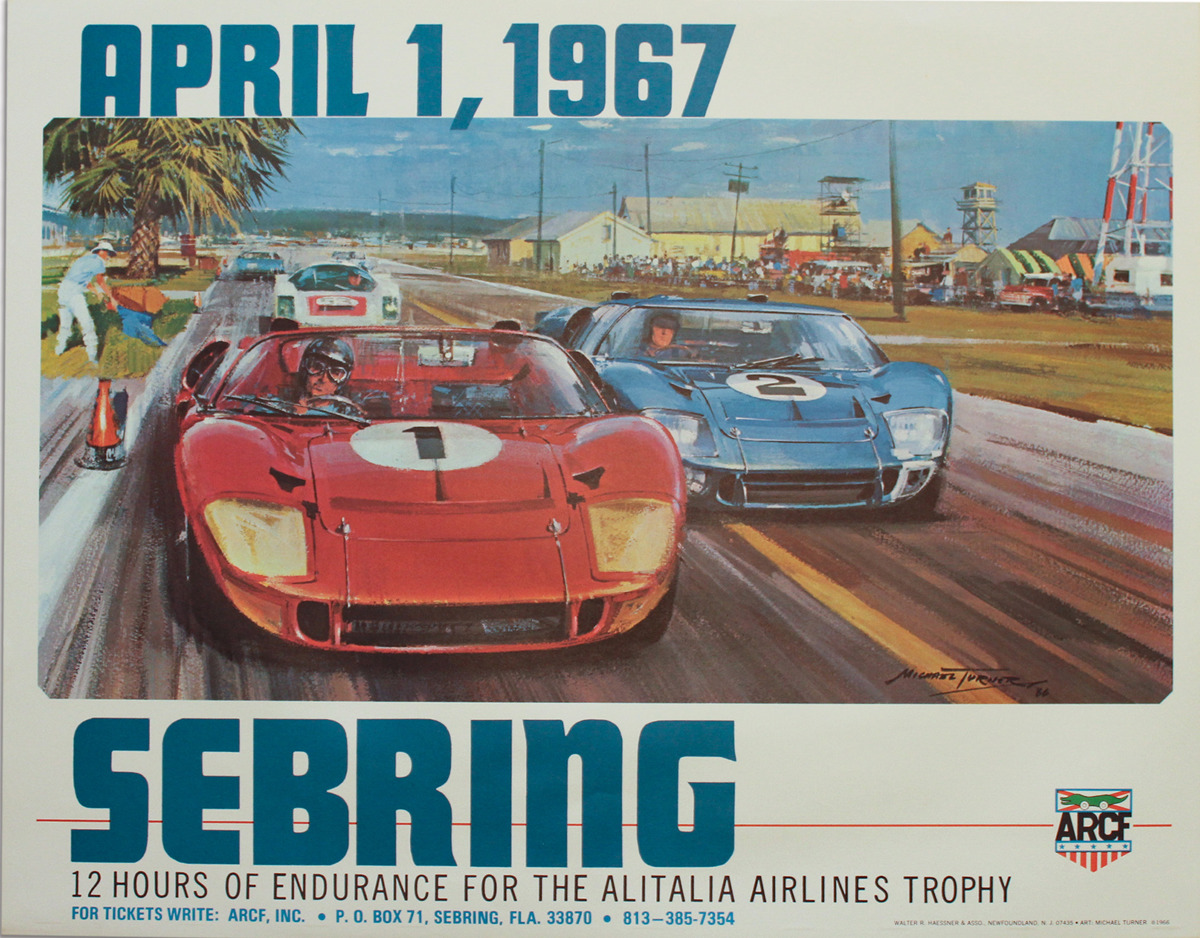 1967 Sebring 12 Hours of Endurance for the Alitalia Airlines Trophy Poster offered in RM Sotheby's The Art of Competition