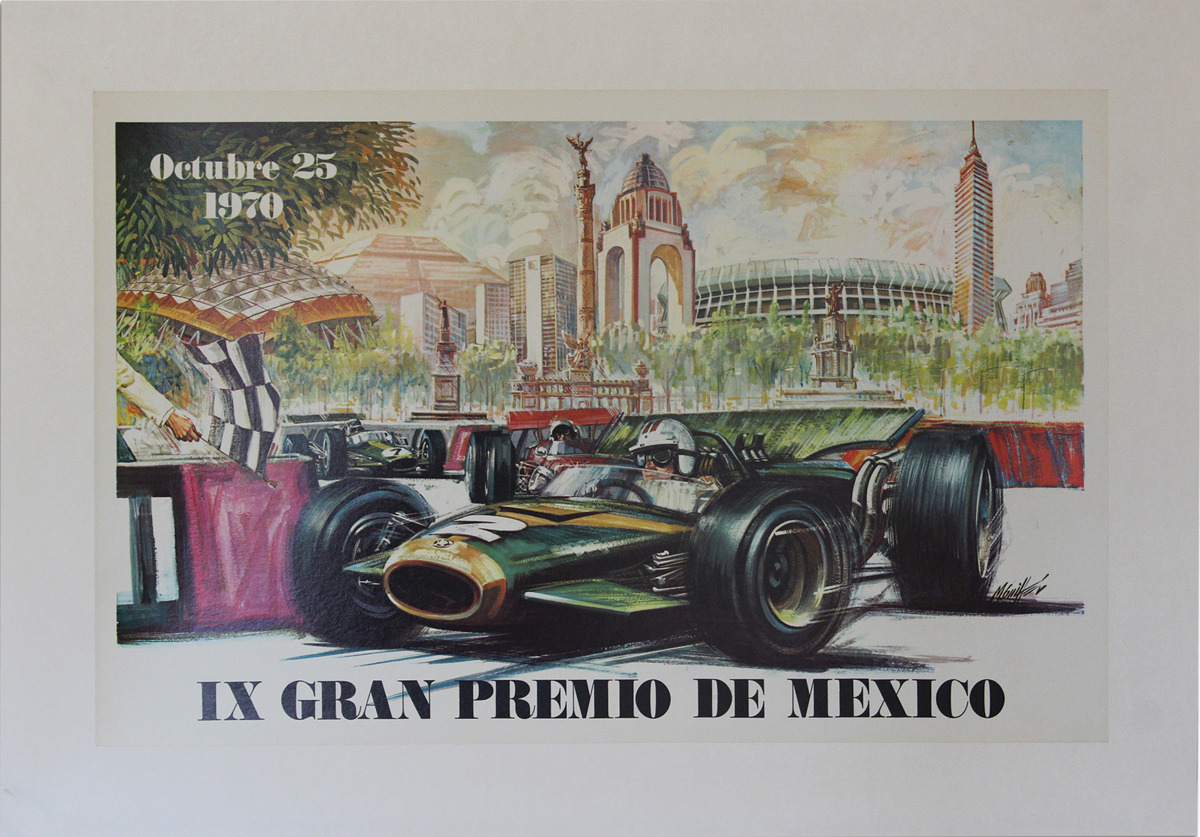 IX Gran Premio de Mexico Octobre 25 1970 Grand Prix of Mexico Poster offered in RM Sotheby's The Art of Competition 2020