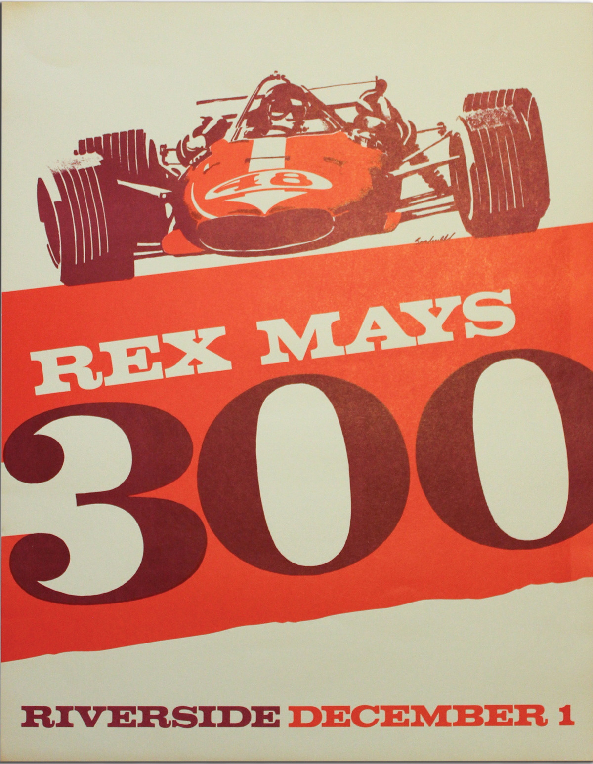 Rex Mays 300 Riverside December 1 Vintage Event Poster 1967 offered in RM Sotheby's The Art of Competition auction 2020