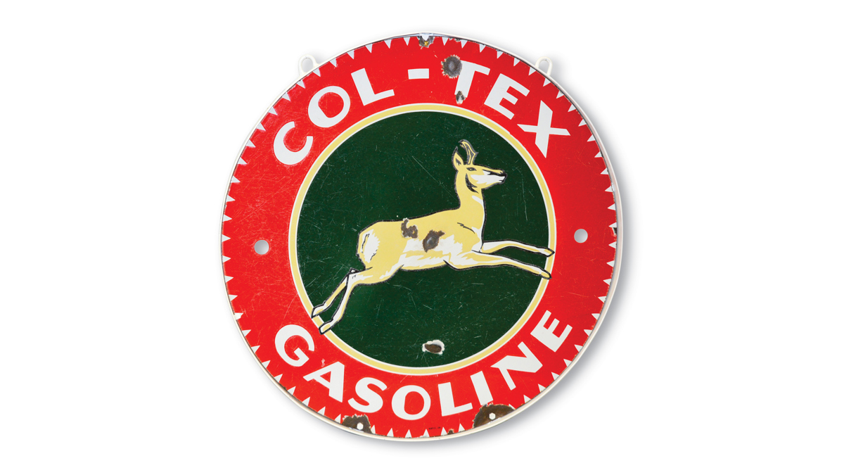 Col-Tex Gasoline with Antelope Logo Sign offered at RM Auctions’ Auburn Spring live auction 2019
