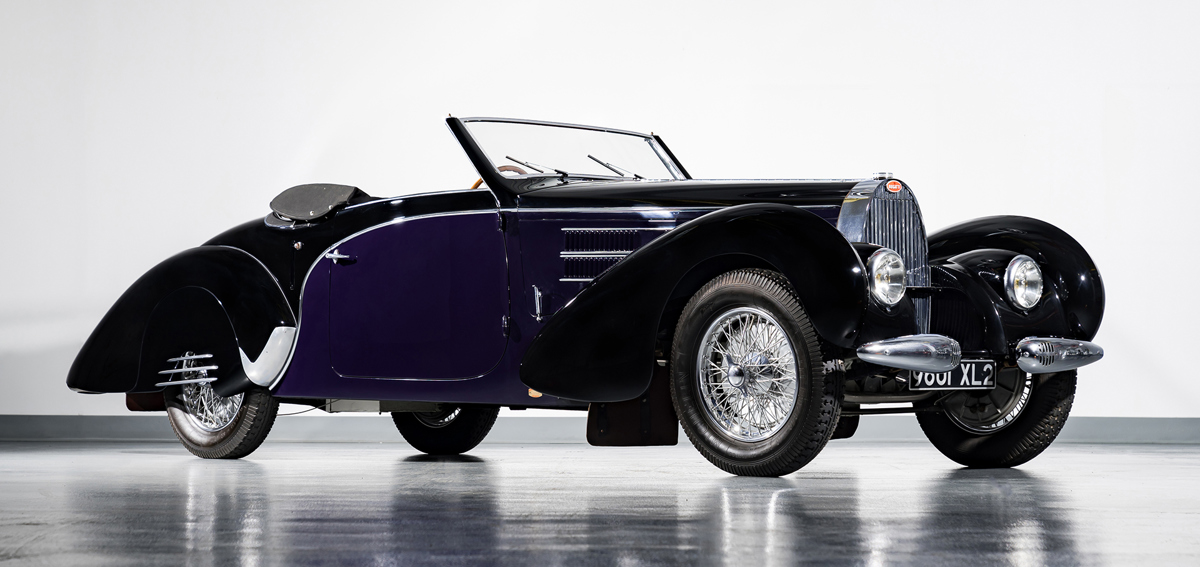 1939 Bugatti Type 57C Aravis Special Cabriolet by Gangloff offered at RM Sotheby’s Monterey live auction 2022