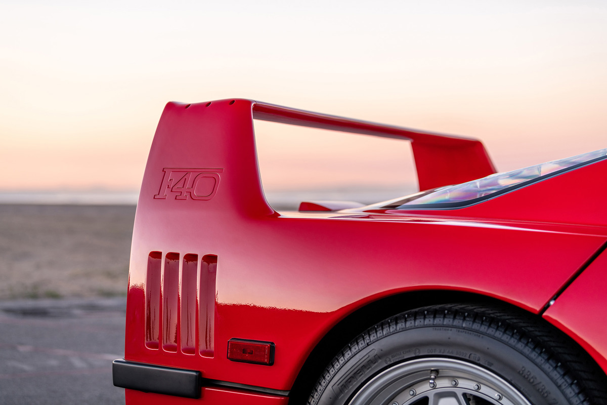 Rear spoiler of 1992 Ferrari F40 offered at RM Sotheby’s Monterey live auction 2022