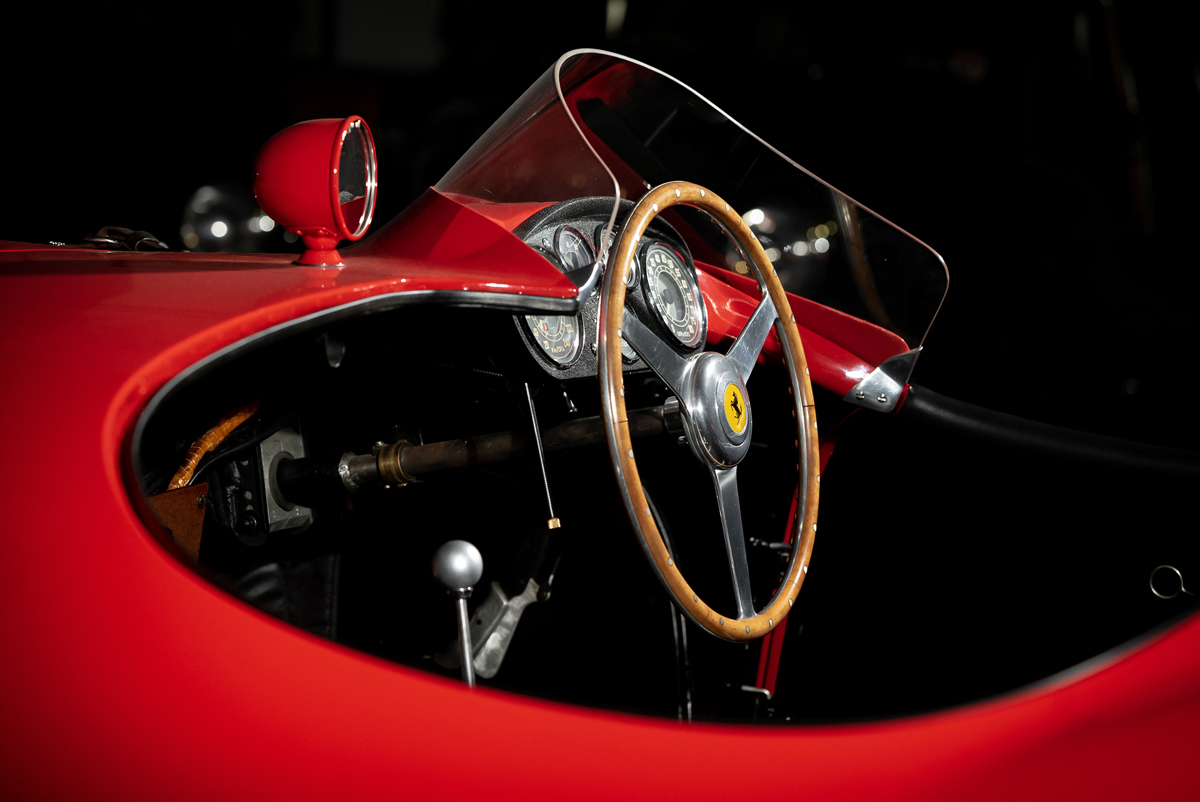 Steering wheel of 1953 Ferrari 375 MM Spider by Scaglietti offered at RM Sotheby's Monterey live auction 2022